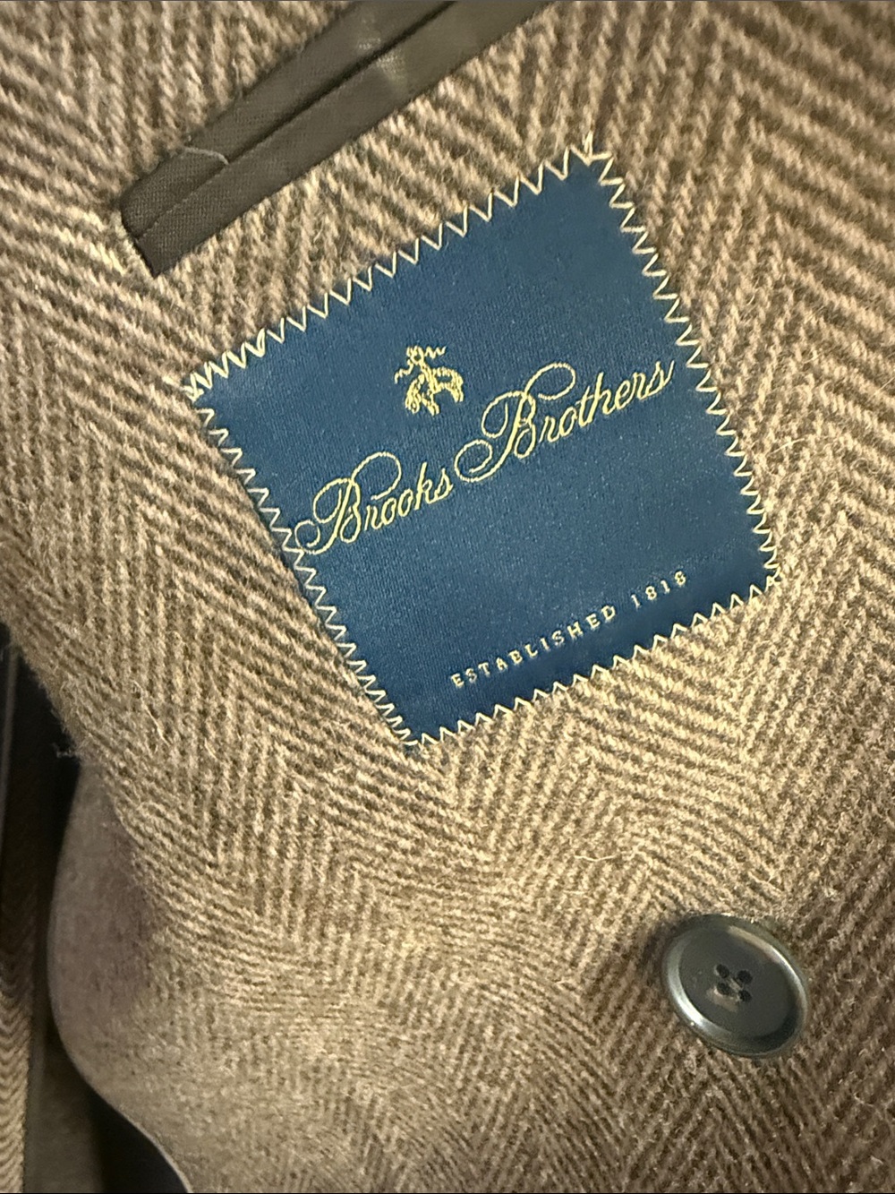 Brooks Brothers Men's Double-Breasted brown tan Wool Overcoat - Picture 4 of 10
